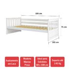 Cama De Solteiro 2100 Madeira Maciça Mission Branco - Arbol