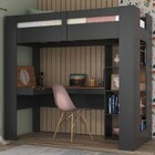 Cama De Solteiro Alta Multifuncional Grafite/nogal - Hecol Mó