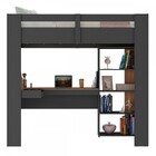 Cama De Solteiro Alta Multifuncional Grafite/nogal - Hecol Mó
