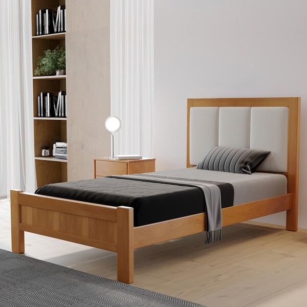 Cama De Solteiro Belize 90cm Madeira Maciça Amêndoa Mel - Jos