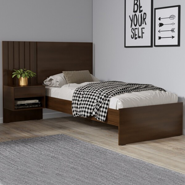 Cama De Solteiro Cardigan Com Mesa De Cabeceira Jacaranda/mad