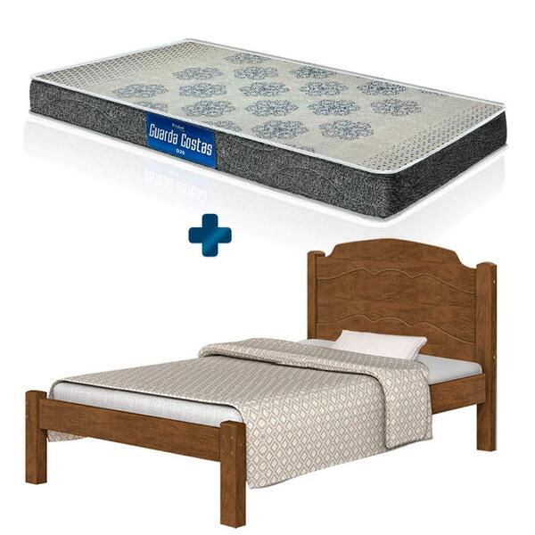 Cama De Solteiro Castanho Basoto Lais Com Colchão Probel D20