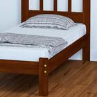 Cama De Solteiro Castanho Madeira Maciça Com Colchão Perola N