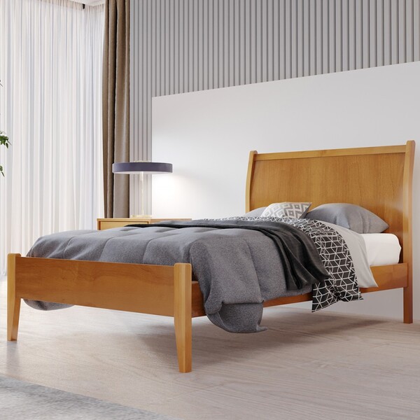 Cama De Solteiro Classic 90cm Madeira Maciça Amêndoa Mel - Jo