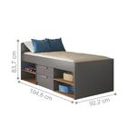 Cama De Solteiro Com 2 Gavetas Dublin Grafite Jatobá