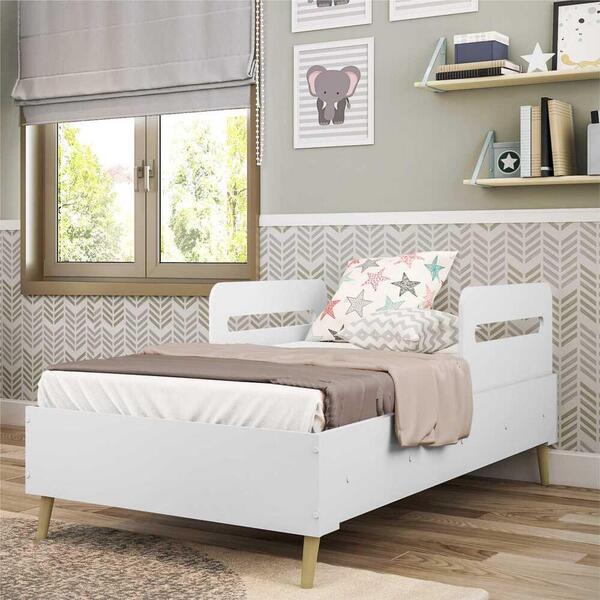 Cama De Solteiro Com 2 Grades De Proteção 100% Mdf Vintage Pr