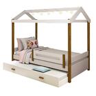 Cama De Solteiro Com Cama Auxiliar E Led Elis Divaloto Branco