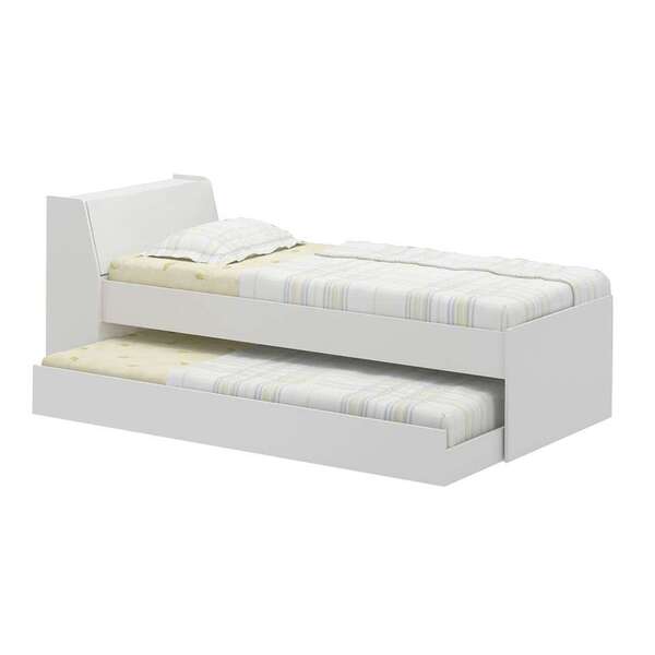 Cama De Solteiro Com Cama Auxiliar Elli Branco
