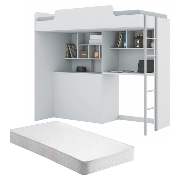 Cama De Solteiro Com Módulos Porto Branco Com Colchão