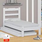 Cama De Solteiro De Madeira Com Auxiliar E 2 Colchões Branco