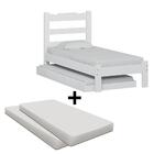 Cama De Solteiro De Madeira Com Auxiliar E 2 Colchões Branco