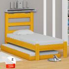 Cama De Solteiro De Madeira Com Auxiliar E 2 Colchões Cerejei