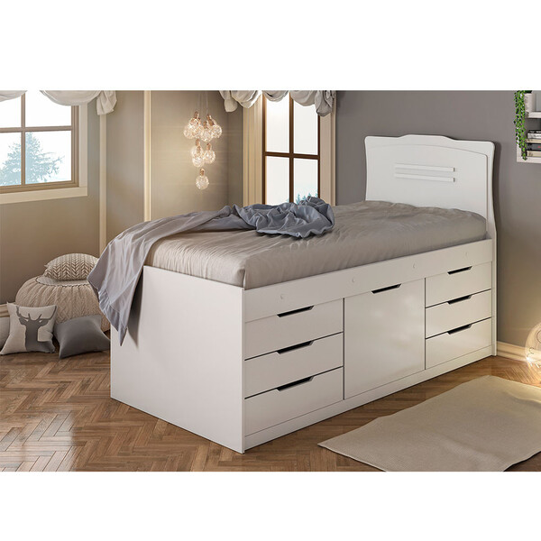 Cama De Solteiro Florença 7 Gavetas Em Mdp E Mdf Conquista Mó