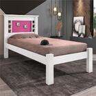 Cama De Solteiro Fuol Branco E Rosa Com Colchão