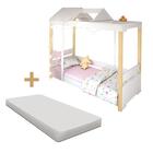 Cama De Solteiro Infantil Branca Com Led E Colchão Jade Dival