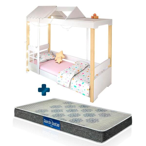 Cama De Solteiro Infantil Branca Com Led Jade Divaloto Com Co