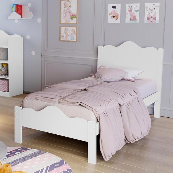 Cama De Solteiro Infantil Em Mdf Nina Branco Basoto