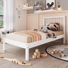 Cama De Solteiro Lucy De Madeira Maciça Com Lastro Branco