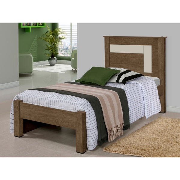 Cama De Solteiro Luther Castanho Com Colchão