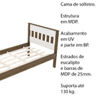 Cama De Solteiro Mdp Cm8006 Nogal/branco G69 - Gran Belo