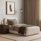 Cama De Solteiro Moderna Estofada 0.90 Estilo Classico Linho