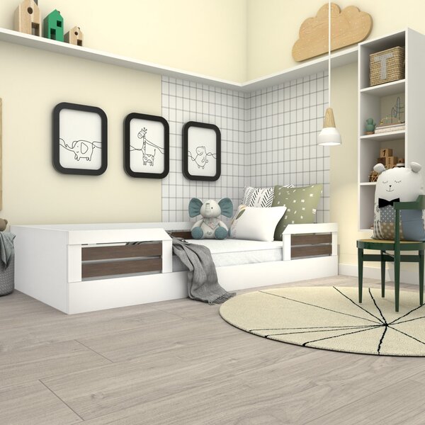 Cama De Solteiro Montessoriana Core Yescasa Branco/ameixa Neg