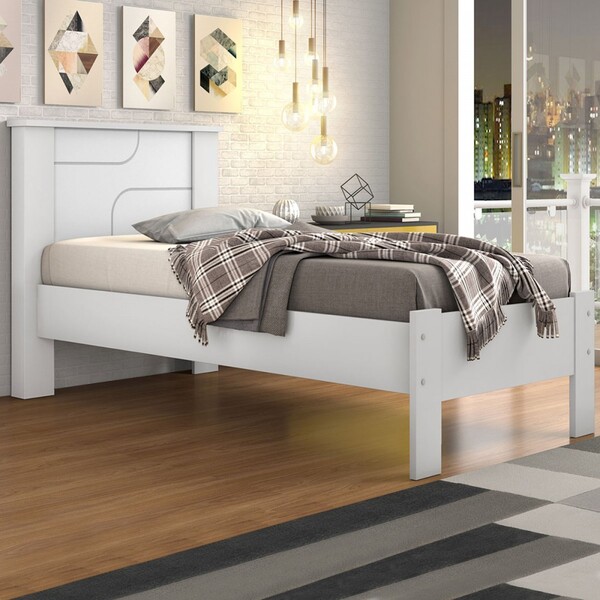 Cama De Solteiro Pérola Branco - Conquista Móveis