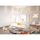 Cama De Solteiro Poppy Branco Com Voal Branco E Led