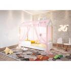 Cama De Solteiro Poppy Branco Com Voal Rosa E Led