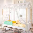 Cama De Solteiro Poppy Branco/menta Com Voal Branco E Led