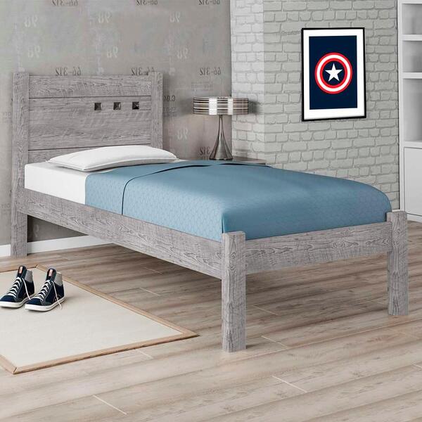 Cama De Solteiro Simples Reforçada Em Mdf Paola Ii Cinza Made