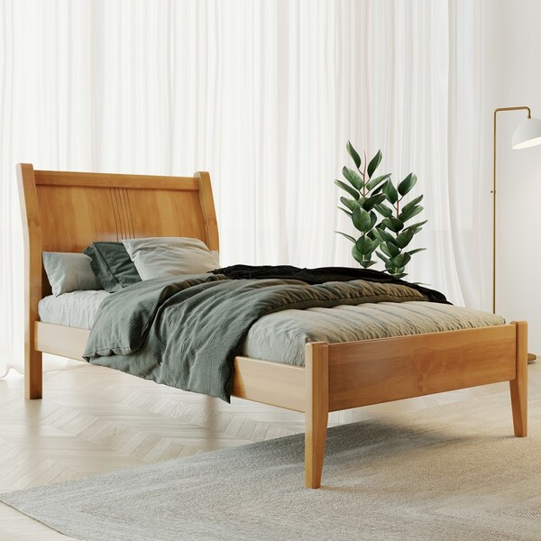 Cama De Solteiro Veneza 90cm Madeira Maciça Nogueira - Josand