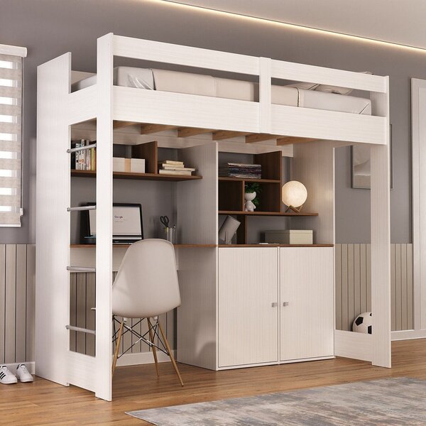 Cama De Solteiro Zwork 2 Portas Com Escrivaninha Multifuncion