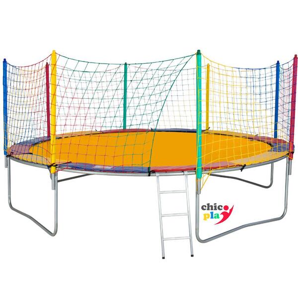 Cama Elástica 4,27m 4 Pés Chicoplay Lona Amarela Nacional Com