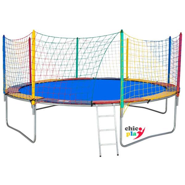 Cama Elástica 4,27m 4 Pés Chicoplay Lona Azul Nacional Com Em