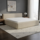 Cama Elegante Reforçada Cabeceira Estofada Revestida Linho Li