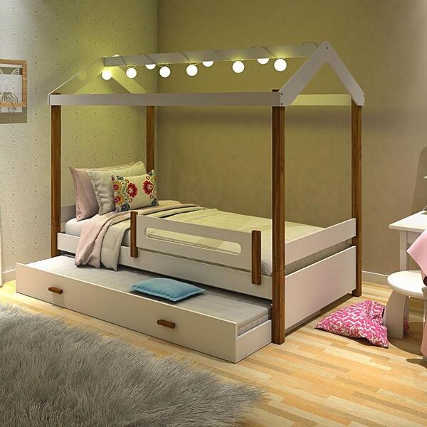 Cama Eliz Branca Com Led E Cama Auxiliar - Divaloto