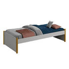 Cama Evolutiva 2 Em 1 Ravi Com Pés Em Madeira - Cinza Fosco