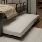 Cama Ferro Auxiliar Rodinhas Colchão Solteiro Bicama Preto