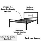 Cama Ferro Leve Moderna Casal C/ Pé Reforço Resistente Preto