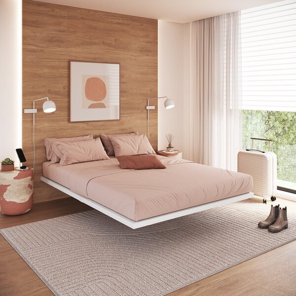 Cama Flutuante De Casal 139cm X 189cm Industrial Branco