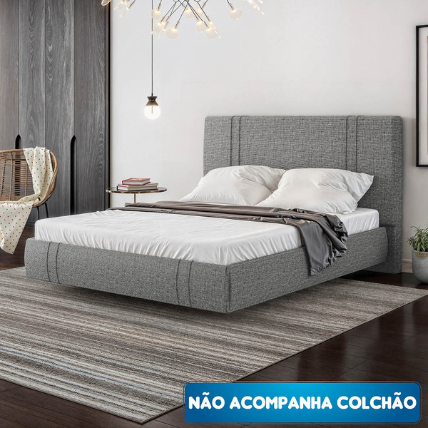 Cama Flutuante Star Casal Linho - Skybox - Cinza
