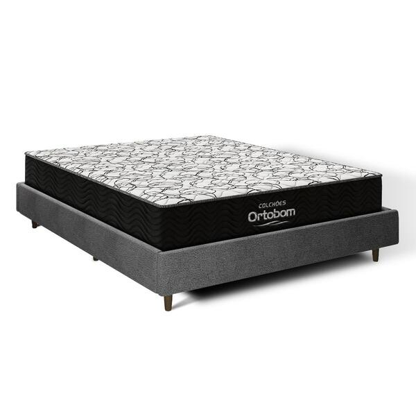 Cama Genebra Bouclé Com Colchão De Espuma D45 Ortobom Airtech