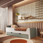 Cama Infantil  Solteiro Mick Com Cama Auxiliar Em Mdf Mobikasa