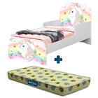 Cama Infantil Adesivada Unicórnio Branco Basoto Com Colchão P
