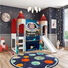 Cama Infantil Alta Joy Com Escorregador E 2 Dosséis Torre Spa