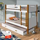 Cama Infantil Beliche Solteiro Em Mdf Com Auxiliar E 3 Colchõ