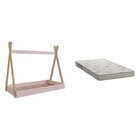 Cama Infantil Cabana Solteiro Com Colchão Itapuã/rosa