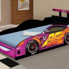 Cama Infantil Carro de Corrida Menina Rosa com Colchão