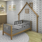 Cama Infantil Casinha Moldura De Parede Love Madeira E Cinza